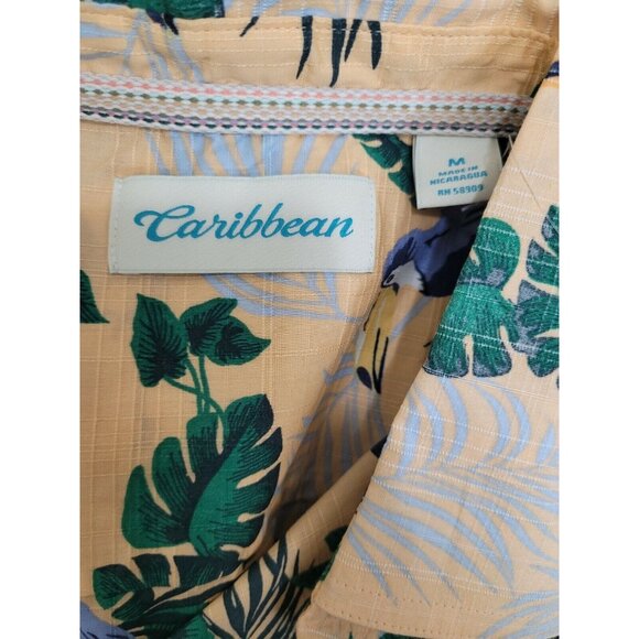 Caribbean Men's Shirt Size M Tropical Orange Button Up Short Sleeve NWT 37 - Picture 6 of 10